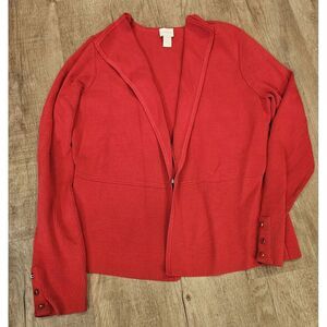 Chico's Red Blazer Cardigan‎ Size 1